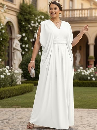 Image of KOH KOH Womens Long V-Neck Grecian Goddess Wedding Guest Maxi Dress Gown