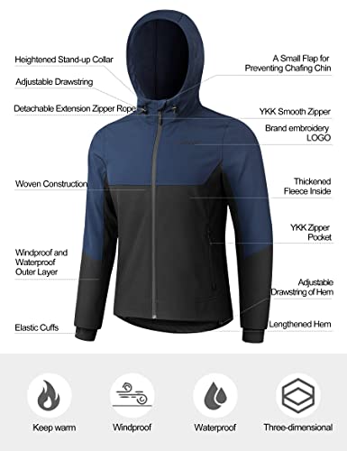 KUTOOK Men's Hooded Softshell Cycling Jacket Thermal Fleece Windbreaker Windproof Warm Jacket Outdoor Hiking2