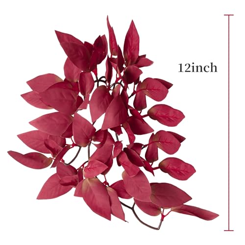 Image of Aquarium Artificial Plant Reptiles Plants with Suction Cup for Terrarium Fish Tank Landscape Decoration Hanging Silk Red Leaves Plants