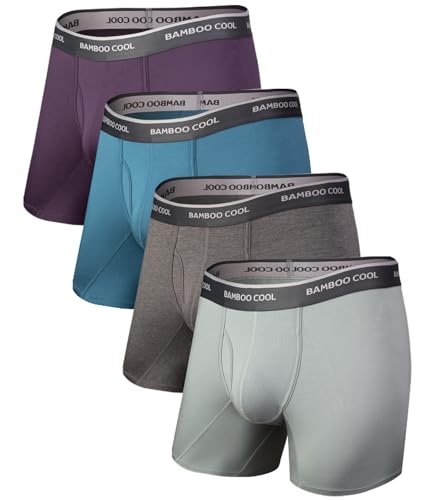 BAMBOO COOL Men's Underwear Boxer Briefs Soft Breathable Underwear (4 or 7 Pack)