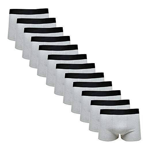 Cueca Infantil Boxer Kit 12 Peças Algodão Cor:Cinza;Tamanho:G