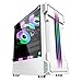 Feixunfan Etui na komputer ATX Tower Etui do gier komputerowych Obsługa komputera stacjonarnego M-ATX/ITX Płyta główna do gier PC (kolor: biały, rozmiar: 37,8 x 19 x 44,7 cm)