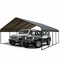 RITERYIFER RV Metal Carport Canopy 20x20 FT Heavy Duty Black Carports Kits for Garage,Aluminum Car Ports 20 FT with Steel Shelter Frame Cover for 2 Car or Boats