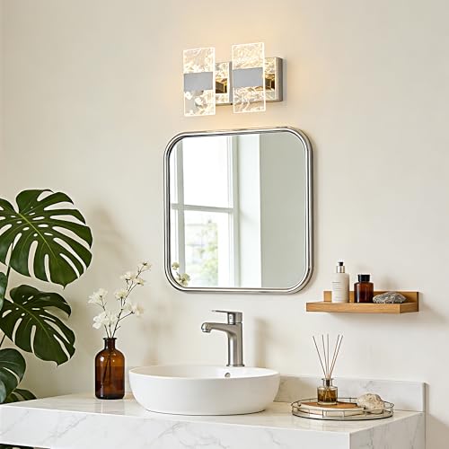 Image of Modern LED Bathroom Light Fixtures Dimmable 2-Light Chrome Vanity Light