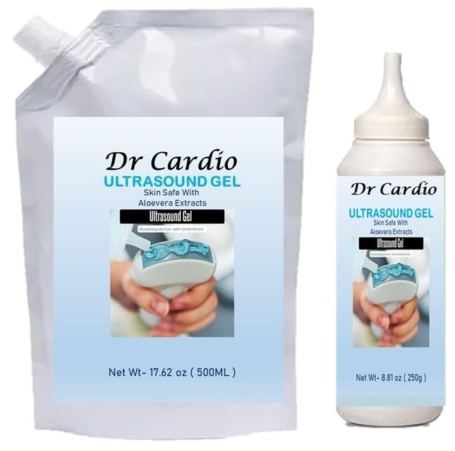 Dr Cardio Ultrasound | ECG Gel ISO Certified Microbiologically Tested safe on Skin for Ultrasound | EUSG | Doppler | Sonography | Physiotheraphy Combo Pack BLUE