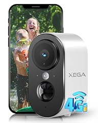 Xega 4G LTE Telecamera Esterna Interna con SIM Scheda, 2K HD Telecamere Sorveglianz Senza Fili Vrilevamento del Movimento PIR, Visione Notturna a Colori, Audio a 2 vie, TF/Cloud, IP65, No Wi-Fi