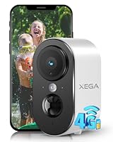 Xega 4G Cellular Security Camera Indoor Built-in SIM Card, 2K No Wi-Fi Camera Portable, LTE Cameras with 6000mAh Battery, PIR Motion Detection, Color Night Vision, 2-Way Audio, TF/Cloud