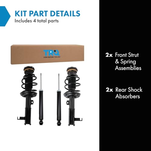 Image of TRQ Front and Rear Complete Strut Assembly & Shock Absorber Kit Complete Strut & Coil Spring Assembly Compatible with 2014-2015 Chevrolet Malibu 2016 Malibu Limited