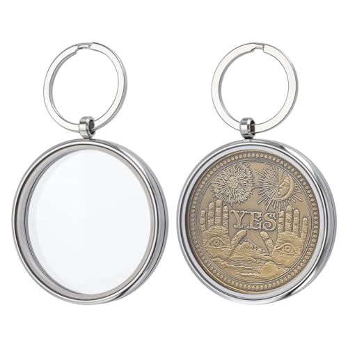 PLIGREAT 2 Pcs AA Coin Holder Keychain 1.38 Stainless Steel Coin Key Holder Purse for AA Medallions Souvenir Commemorative Coin Collection Gift