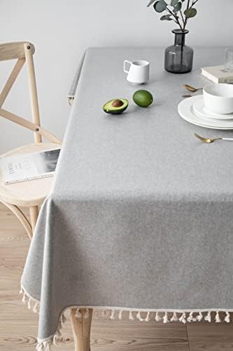 Horino Rectangular table cloth Cotton linen waterproof Tassel tablecloth Free water to wash Kitchen dining room banquet Tabletop Decoration Tablecloths(140x140cm, beige)