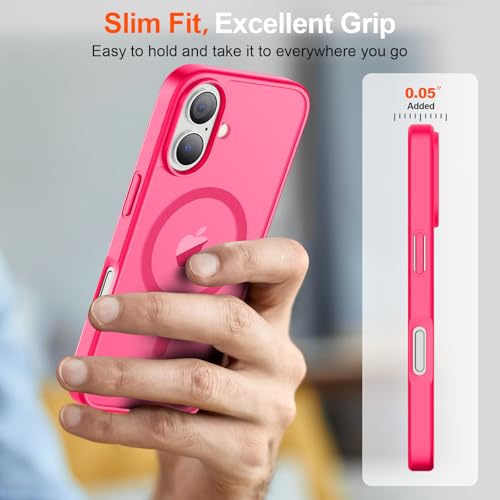 Image of SUPFINE Magnetic for iPhone 17 Case (Compatible with MagSafe)(Military Grade Drop Protection) Translucent Matte Shockproof with Anti-Fingerprint Phone Cover,Hot Pink