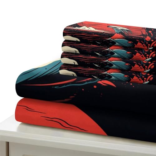 Ropa de Cama King de Olas del Mar Suave y Cómoda con Fundas de Almohada 220x240 6