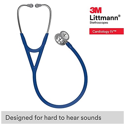 3M Littmann Cardiology IV Diagnostic Stethoscope, Standard-Finish Chestpiece, Navy Blue Tube, Stainless Stem and Headset, 27 inch, 6154 - Image 3