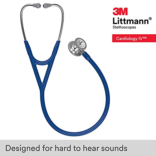 3M Littmann Cardiology IV Diagnostic Stethoscope, Standard-Finish Chestpiece, Navy Blue Tube, Stainless Stem and Headset, 27 inch, 6154 - Image 3
