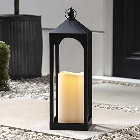 Lights4fun Large Outdoor Black Metal Lantern Cover