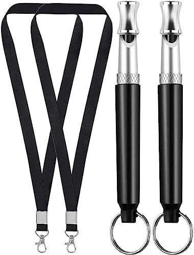 Dog Whistle, 2 Pack Dog Whistle Stop Barking for Dogs, Professional Ultrasonic Dog Whistle Recall Training, Silent Dog Whistle to Stop Barking Training Control Devices for Dogs, with Black Lanyard