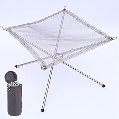 Portable Fire Pit, 17inch Outdoor Fire Pit with Carrying Bag,Foldable Mesh and Stands,Foldable Picnic Bonfire Firepits,Wood Burning BBQ Grill Firepit and Picnic Fire Pits for Travel Camping Backyard Cover