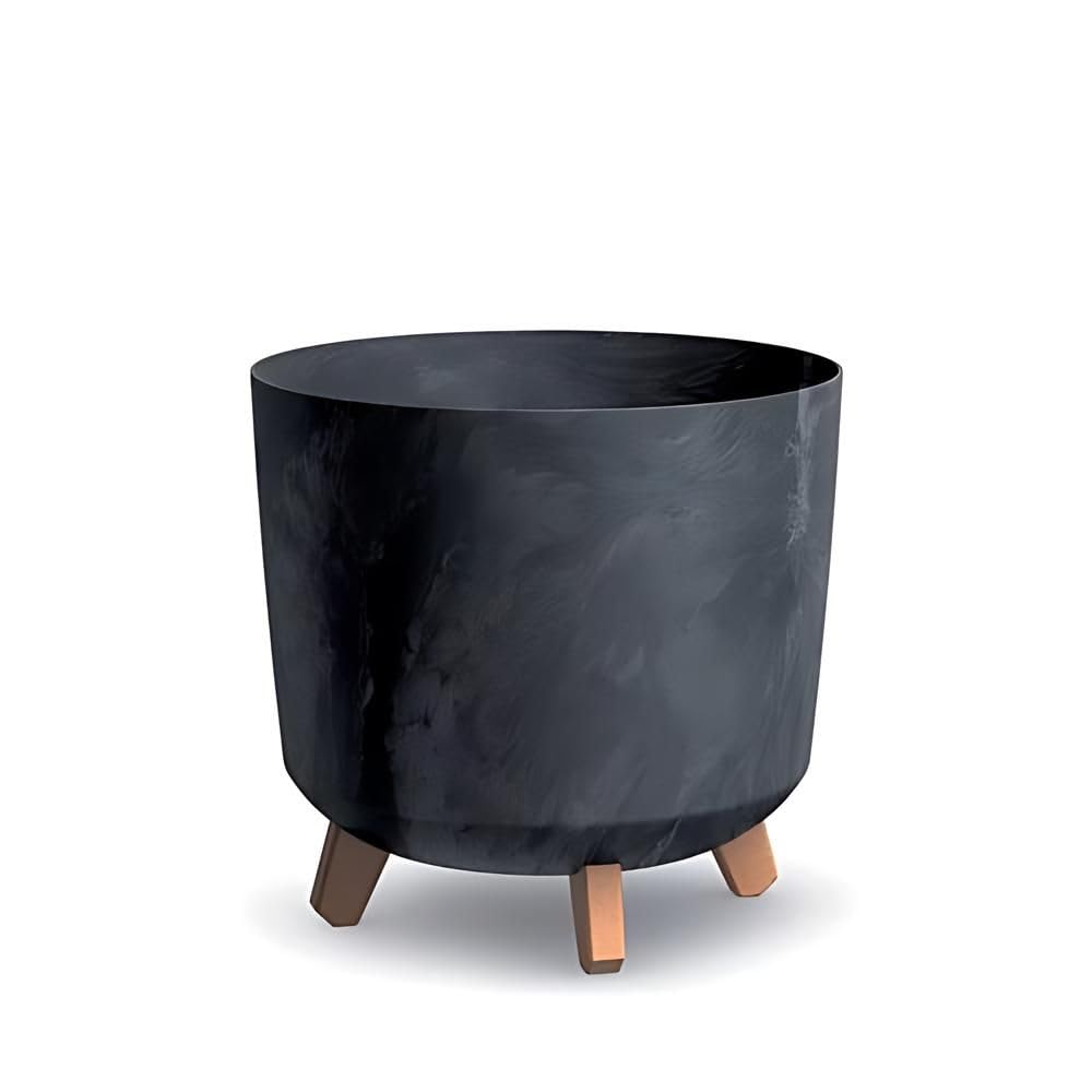 Gardening Naturally Indoor Plant Pot Zinnia Stylish and Durable Planter for Houseplants (Cylindrical Pot 29.8cm x 28.5cm - Black) — image 1
