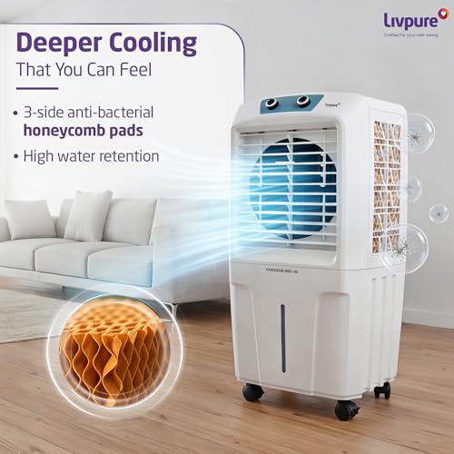 Image of Livpure Coolbud Neo Personal Cooler 48L |240 Sq. Ft. Area Coverage| 20Ft. Poweful Air Throw| Inverter Compatible | Honeycomb Pads | 2 Yrs Motor Warranty & 1 Yr Comprehensive (White)