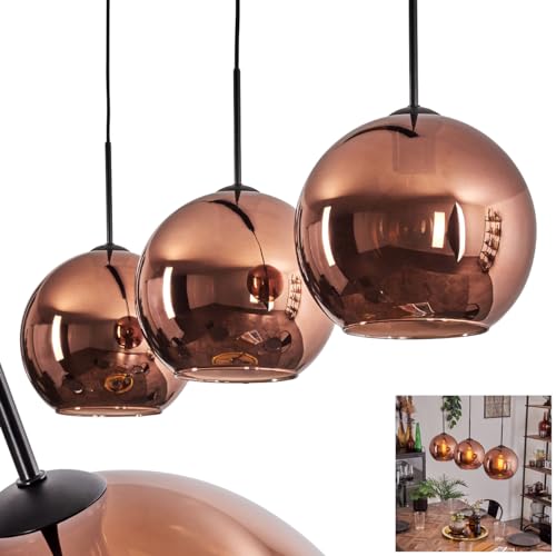 Suspension en métal et verre noir et cuivre au design vintage raffiné