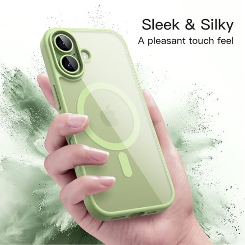 Image of JETech Magnetic Case for iPhone 17 6.3-Inch Compatible with MagSafe, Shockproof Phone Bumper Cover, Solid Color Matte TPU Frame, Anti-Scratch Clear Back (Sage)