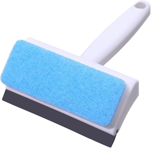 Image of - 2 in 1 Double-Sided Glass Cleaning Brush | Window Washing Equipment Scrubber with Soft Sponge | Glass Tint Shower Squeegee for Bathroom, Car, Household