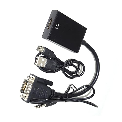 HOMSFOU to Adapter Converter with Audio Cable Resolution Power Cable Compatible with Pc Laptop Projector and Black