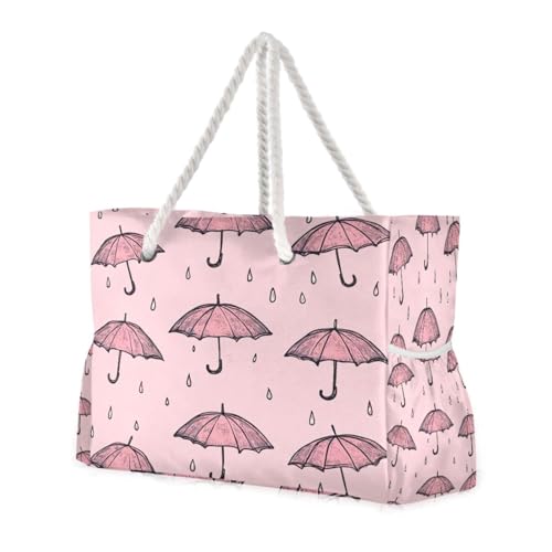 Umbrellas Beach Bag with Top Zipper Closure, Waterproof Pool Bag, Large Beach Tote for Women#100