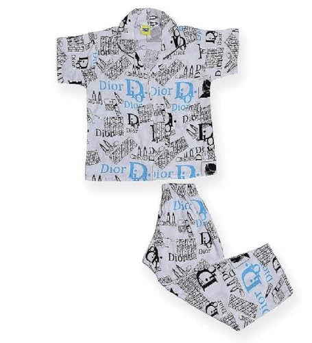 Image of A Little Swag Cotton Printed Night Dress Soft Night Suit Sleepwear Nightwear Set Unisex Kids Wear