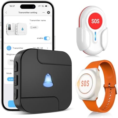 CallToU Wi-Fi Wireless Caregiver Pager Call Button for Elderly at Home , APP Emergency Alert for Seniors, Patients, and The Disabled (TY02BL-US 2-1)