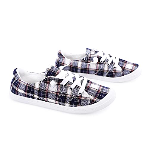 Women's Slip On Canvas Sneaker Low Top Casual Walking Shoes Classic Comfort Flat Fashion Sneakers (Square 09) #TOP6