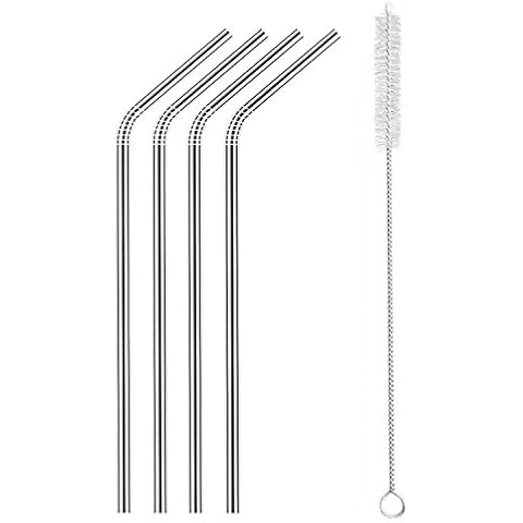Extra Long Stainless Steel Straws for Zero Degree Tumbler and Yeti Rtic 30 and 20 OZ Cups, Set of 4 Straw and Cleaning Brush Cover
