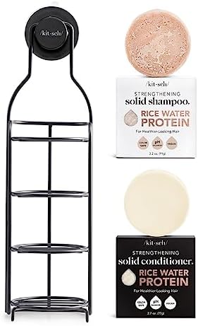 Kitsch Self Draining Shower Caddy & Rice Bar Shampoo & Conditioner with Discount