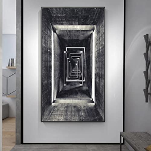 Affiche couloir infini géométrique rétro pour mur de chambre chic