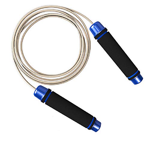 CICADAS Cuerda de Saltar  Cuerda de PVC Ajustable con rodamiento cómodo de Espuma, Entrenamiento de Fitness, Hombres y Mujeres, niños (Azul)