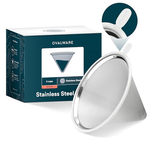 OVALWARE UPGRADED Paperless Stainless Steel Pour Over Coffee Filter –