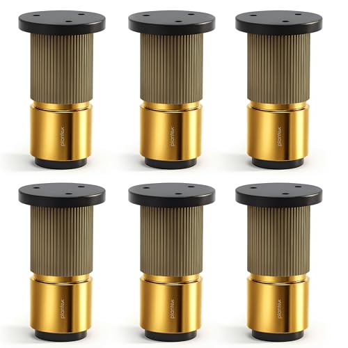 Image of Plantex 3 Inch Sofa Leg for Bed Furniture /Aluminium Sofa Leg for Table /Support Legs /Furniture Leg - Pair of 3 (6 Piece) (DTS-77, Brass Antique & Gold)
