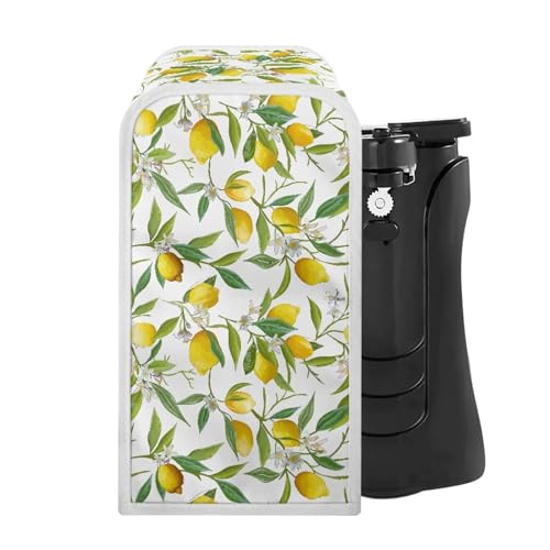 TODIYADDU Yellow Lemon Can Opener Cover with Dust Protection Floral Leaves Kitchen Appliance Covers Compatible with Most Electric Can Openers Protective Cover for Can Opener Gifts Easy to Clean-1