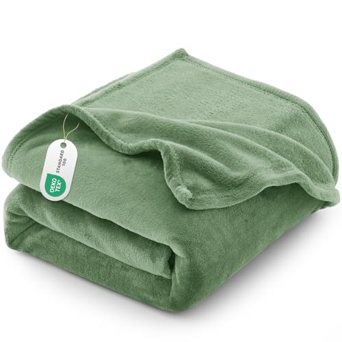 CozyLux Plaid Couverture Polaire Vert 150x200, Jeté de Canapé en Flanelle Microfibre Premium, Plaid Chaud et Respirant pour Canapé, Couverture 2 Personnes...