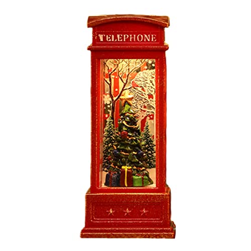 Telephone Booth Night Light Snow Globe Lantern for Bar KTV Decoration (Christmas Tree)