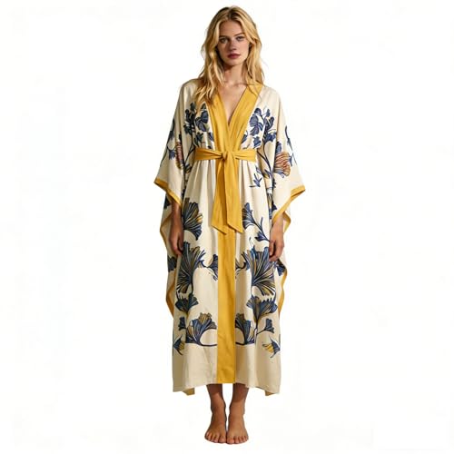 Robe peignoir floral femme à manches longues et poches WWricotta pour la maison