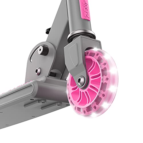 Jetson Scooters - Leo Kick Scooter (Pink) - Collapsible Portable Kids Push Scooter - Lightweight Folding Design With High Visibility Rgb Light Up Leds Wheels And Adjustable Height Handlebars #TOP3