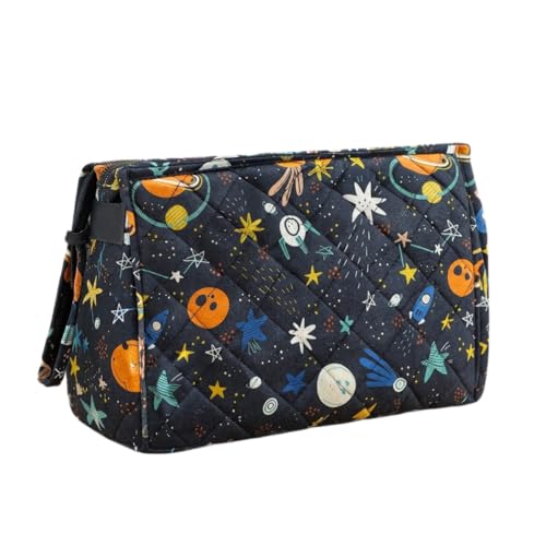 Image of 3 Zip Toileteries Organizer | Multipurpose All-in-One Compact, Foldable, Durable, Lightweight, Waterproof, Bag | Travel Friendly Pouch Ideal for Medicines & Toiletry (Outer Space Print)