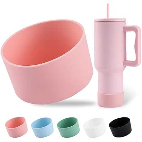 Maxluke Silicone Boot for Stanley 40 oz Tumbler, Anti-Slip Bottle Bottom Sleeve Cover Fits for 40oz Travel Tumbler (Pink) Cover