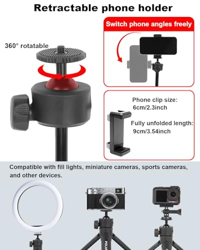 Image of POLAM-FOTO Selfie Stick Tripod Stand for Phone with 360 Ball Head | One-Click Pop-Up design, portable and foldable for selfies, travel, vlogging and stable multi-angle shooting.