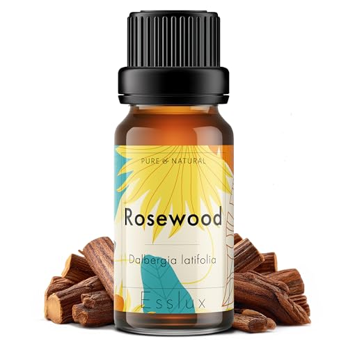 Image of Esslux Rosewood Essential Oil - 100% Pure Natural Rosewood Oil for Aromatherapy, Skin & Hair | Invigorating Scent for Diffusers & Soap Making | Promote Relaxation & Well-Being (10ml)