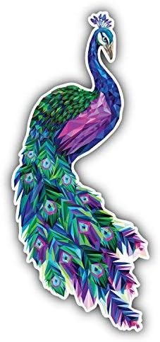 DG Graphics Polygonal Peacock Art Decor 3'' x 6'' Vinyl Decal Sticker Wall Window Any Smooth Surface