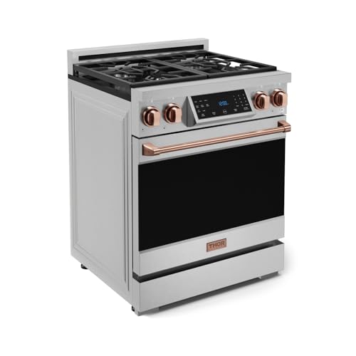 Image of Gordon Ramsay by THOR Kitchen 30 Inch Professional Gas Range with Tilt Panel Touch Control in Stainless Steel /Rose Gold