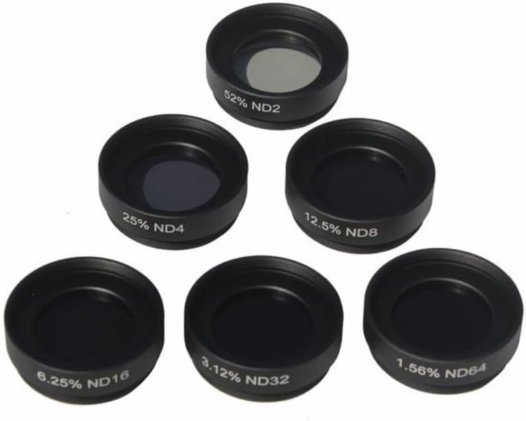 1.25inch 6PCS Telescope Filter Moon Filter Medium Gray Density Reducing Filter Set with Storage Box