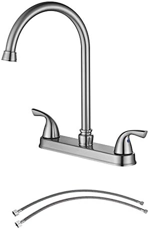 PARLOS 8 Inch Kitchen Faucet Double Handles High Arch Swivel Spout with Water Supply Lines, Brushed Nickel,14137